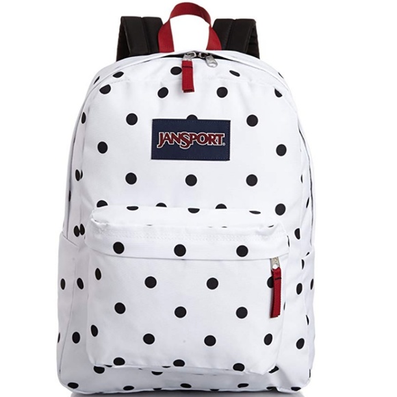 black and white polka dot jansport backpack